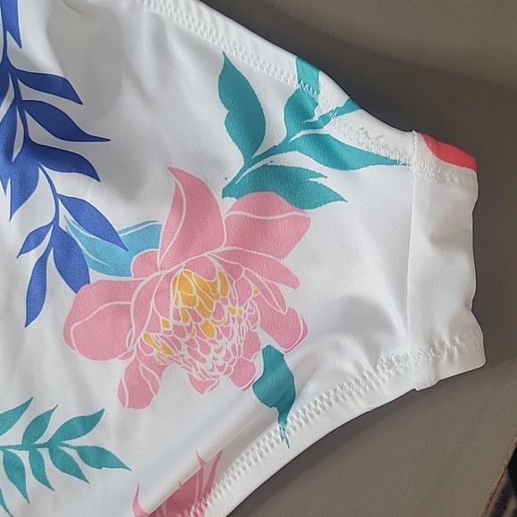 SALE ModCloth Siena Floral Front Tie Bust One Piece Cut Out Waist Swimsuit S - Picture 7 of 13